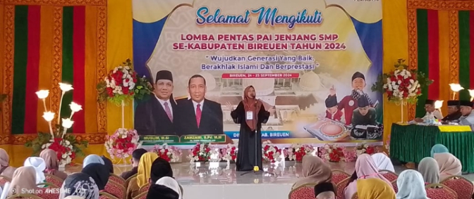 Dinas pendidikan Kabupaten Bireuen Membuka Acara Pentas (PAI) Bidang Pembinaan tingkat SMP