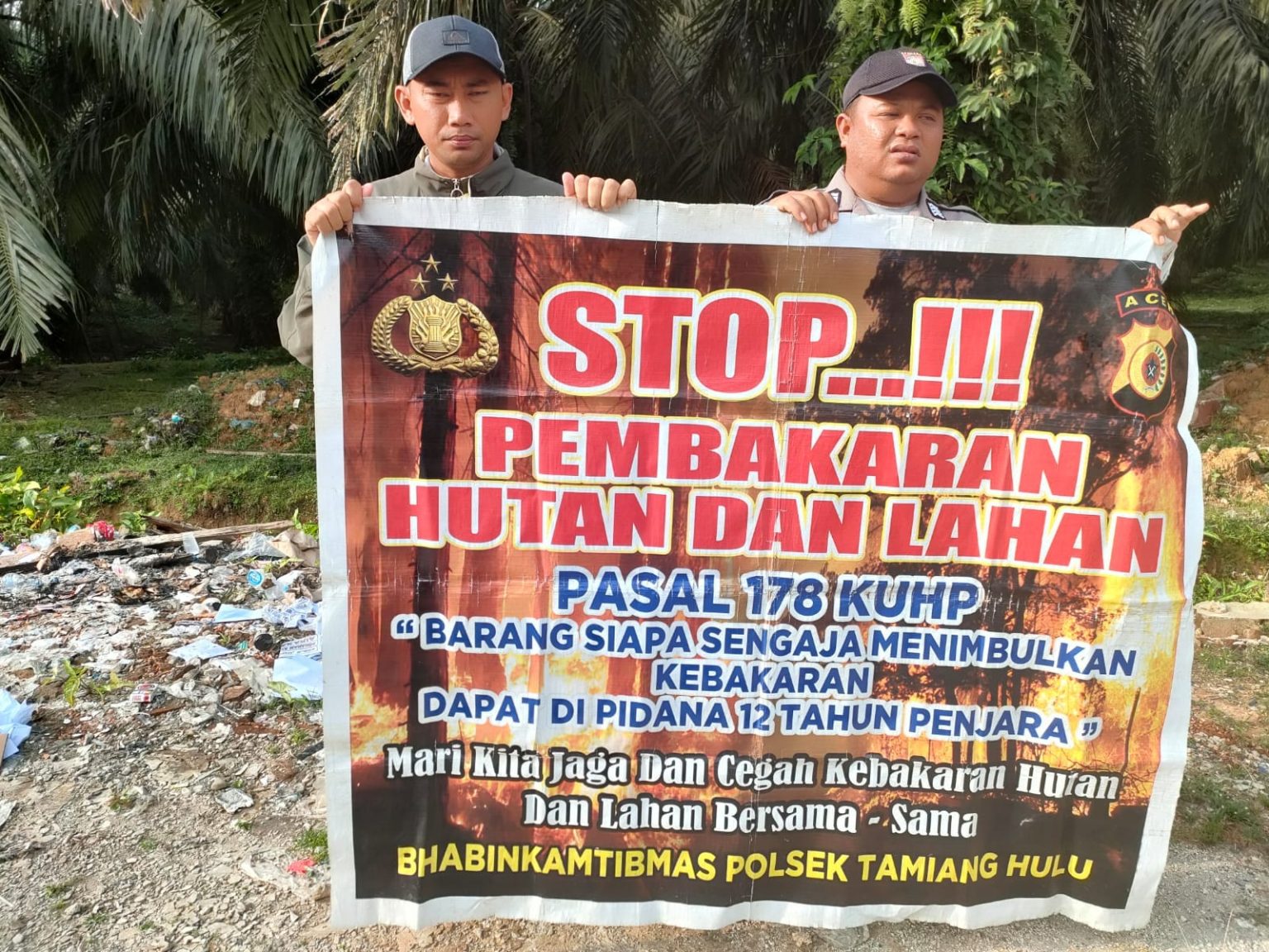 Personel Polsek Karang Baru Berikan Himbauan serta Edukasi Cegah Karhutla