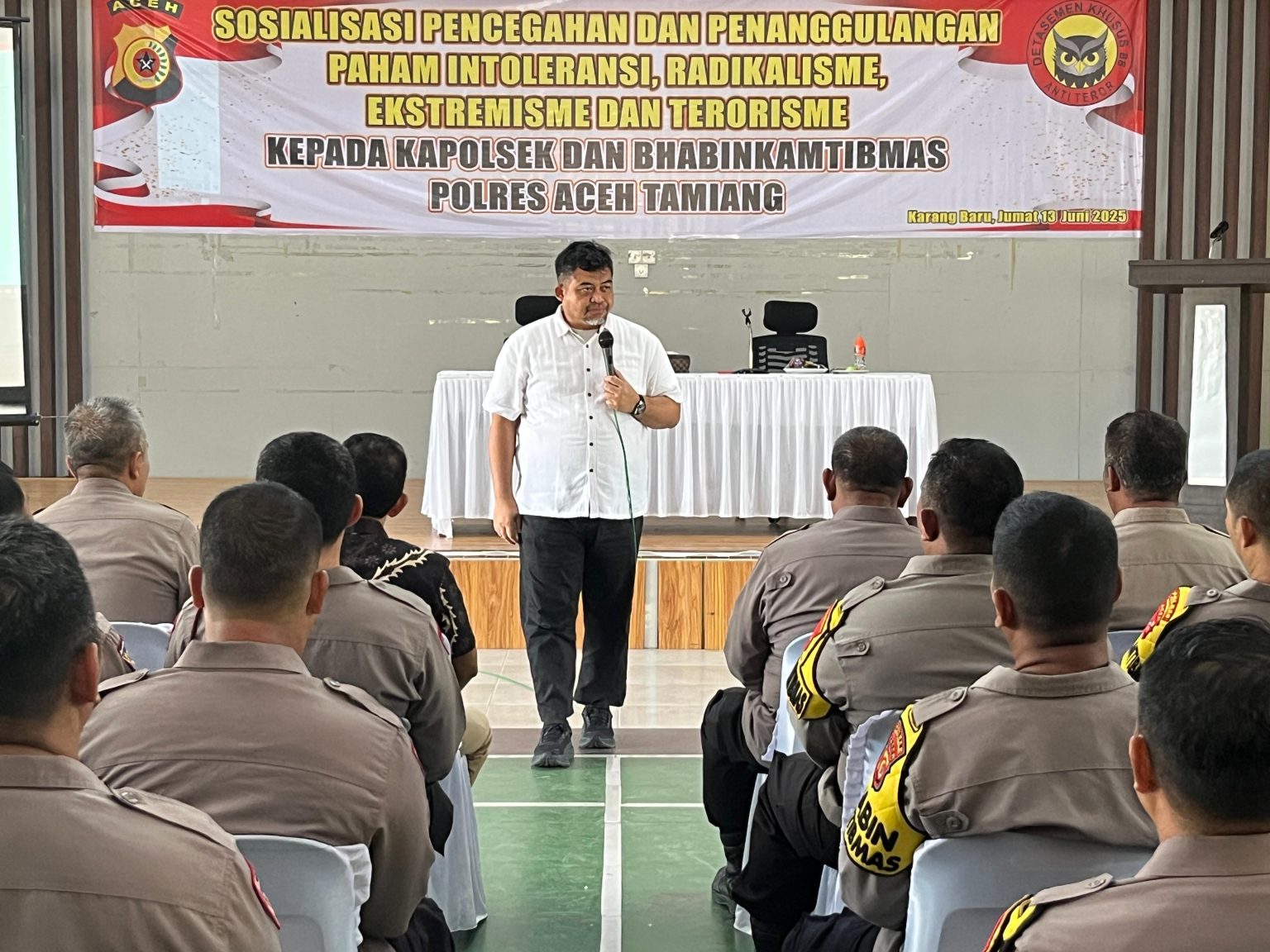 Sosialisasi Edukasi Strategi Pencegahan Paham Radikalisme Ekstremisme dan Terorisme Kepada Bhabinkamtibmas Polres Aceh Tamiang