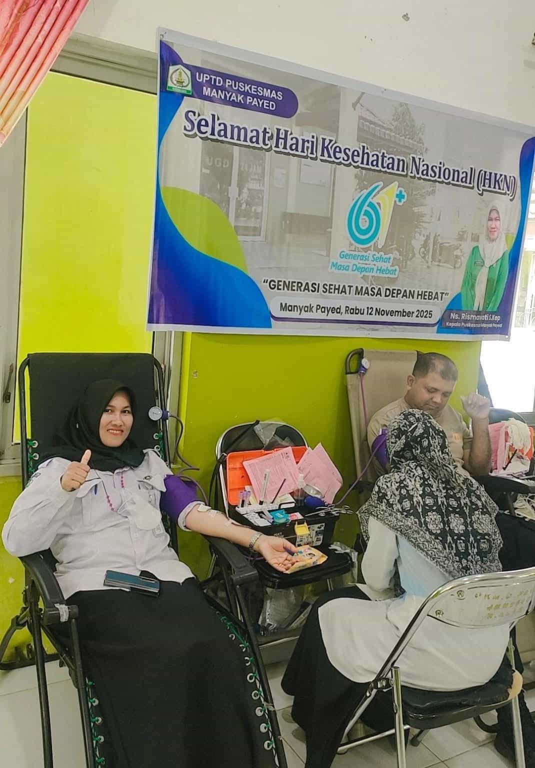 Warga Antusias Ikuti Donor Darah di UPTD Puskesmas Manyak Payed