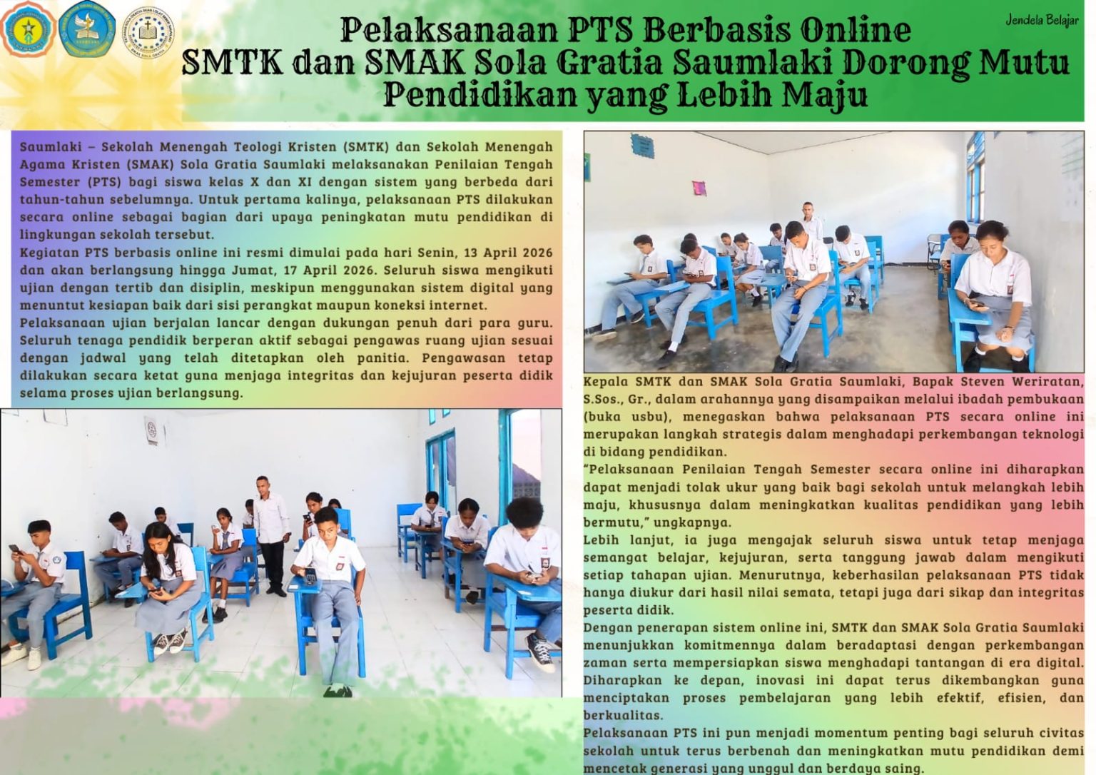 SMTK dan SMAK Sola Gratia Saumlaki Gelar PTS Online, Dorong Mutu Pendidikan Lebih Maju