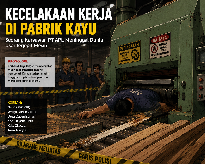Kecelakaan Kerja di Pabrik Kayu, Seorang Karyawan PT APL Meninggal Dunia Usai Terjepit Mesin.