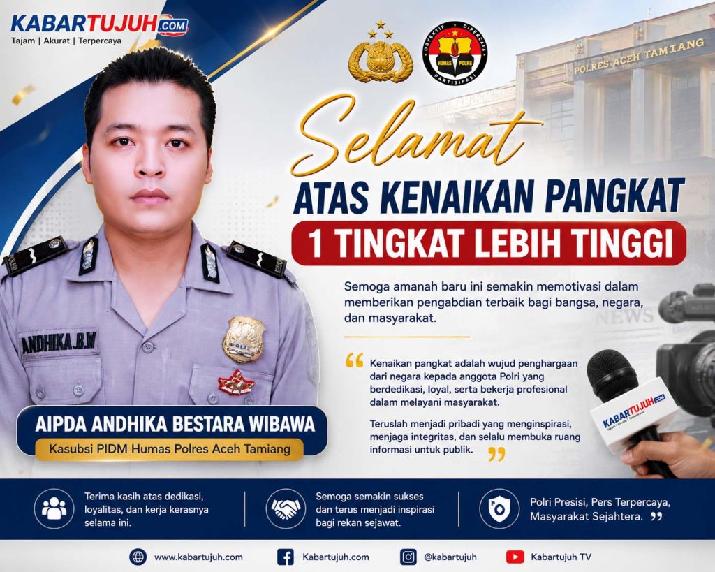 Sahabat Insan Pers Aceh Tamiang Naik Pangkat, Bripka Andhika Bestara Wibawa Kini Sandang Pangkat Aipda