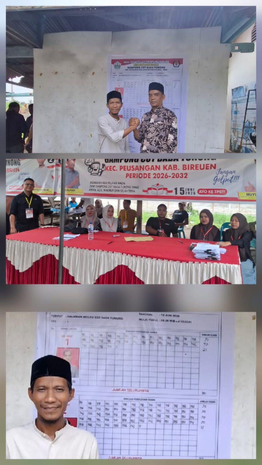 Pilchiksung Cot Bada Tunong Berlangsung Tertib, Warga Antusias Gunakan Hak Pilih