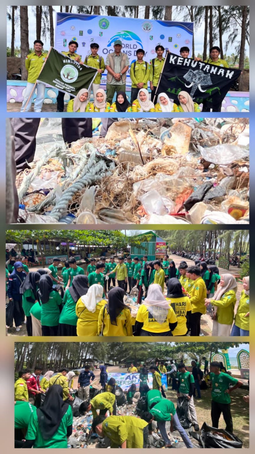 Peringati Hari Laut Sedunia 2026, Prodi Kehutanan Umuslim Bersihkan Pantai Cemara, Angkut 180 Kilogram Sampah