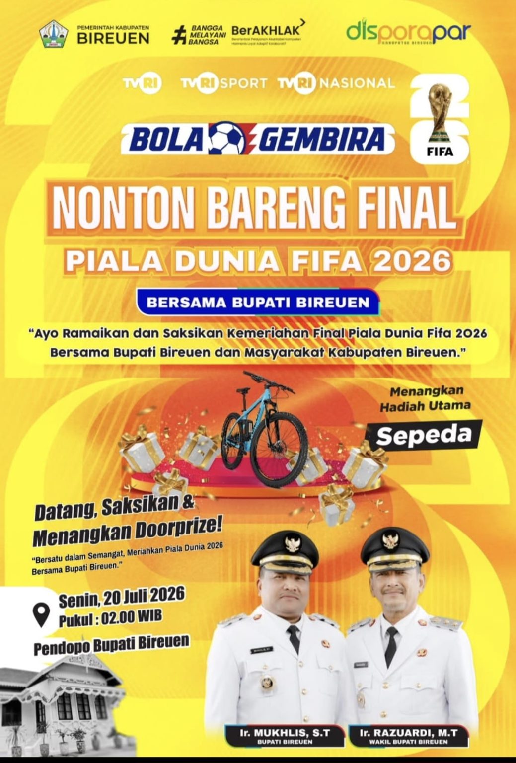 Pemkab Bireuen Gelar Nobar Final Piala Dunia FIFA 2026, Bupati Ajak Masyarakat Semarakkan Pesta Sepak Bola Dunia