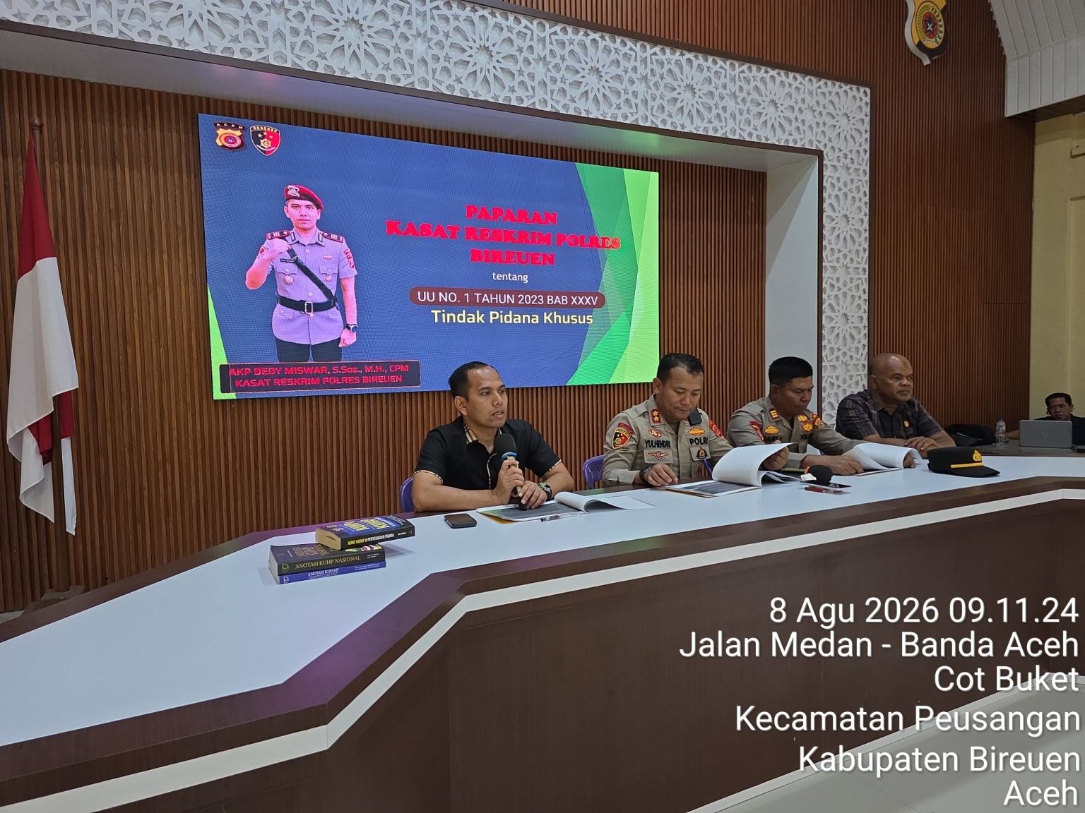 Personel Polres Bireuen Ikuti Belajar Bersama UU Nomor 1 Tahun 2023 ,Bab XXXV tentang Tindak Pidana Khusus.