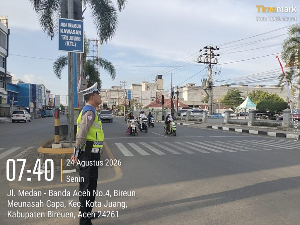 Satlantas Polres Bireuen Perkuat Gatur Pagi, Pastikan Arus Lalu Lintas Tetap Lancar
