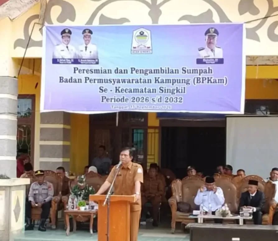 Pelantikan Bpkam Se-kecamatan Singkil : DPMK Tegaskan Peran Bpkam Sebagai Pengawas Politik dan Kebijakan Kampung