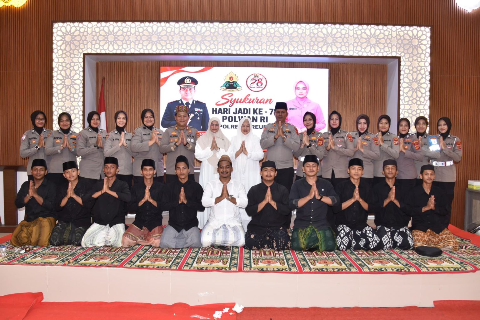 Polres Bireuen Gelar Syukuran Hari Jadi ke-78 Polwan, Santuni 350 Anak Yatim dan Santri