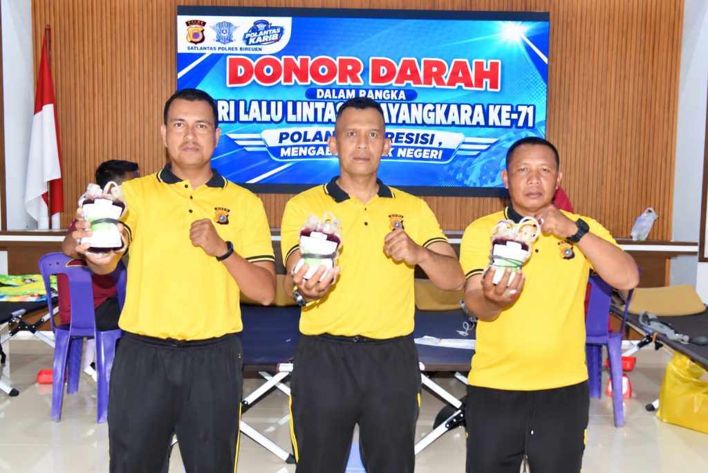 SAMBUT HARI LALU LINTAS BHAYANGKARA KE-71 TAHUN 2026, POLANTAS BIREUEN GELAR DONOR DARAH