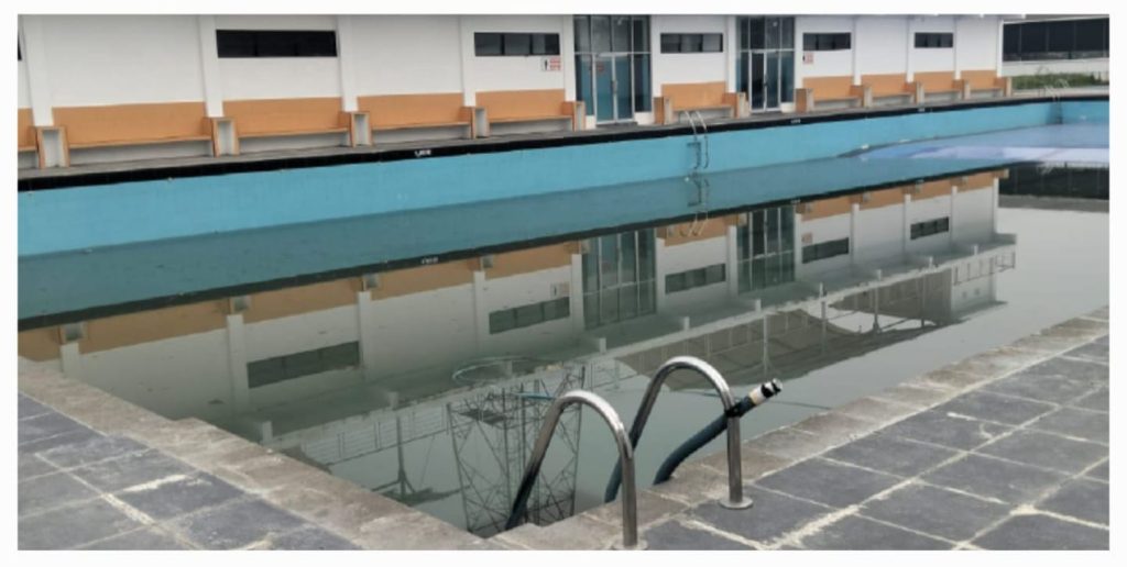 Warga Tebing Tinggi Kecam Proyek Kolam Renang Senilai Rp.3,4 M Mangkrak . PWDPI Sumut Duga Sarat Korupsi