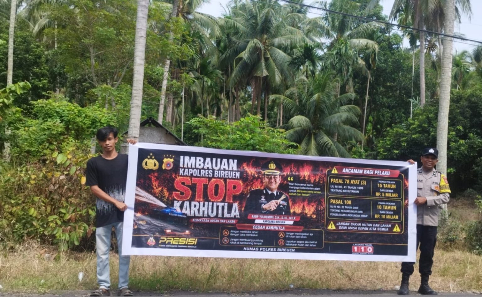 Cegah Karhutla di Jeunib, Polisi Pantau Titik Rawan dan Sosialisasikan Larangan Membakar Lahan